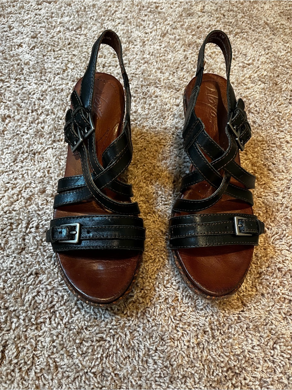 Naya Maize Black Leather Size 8 Slingback Sandals—Like New!